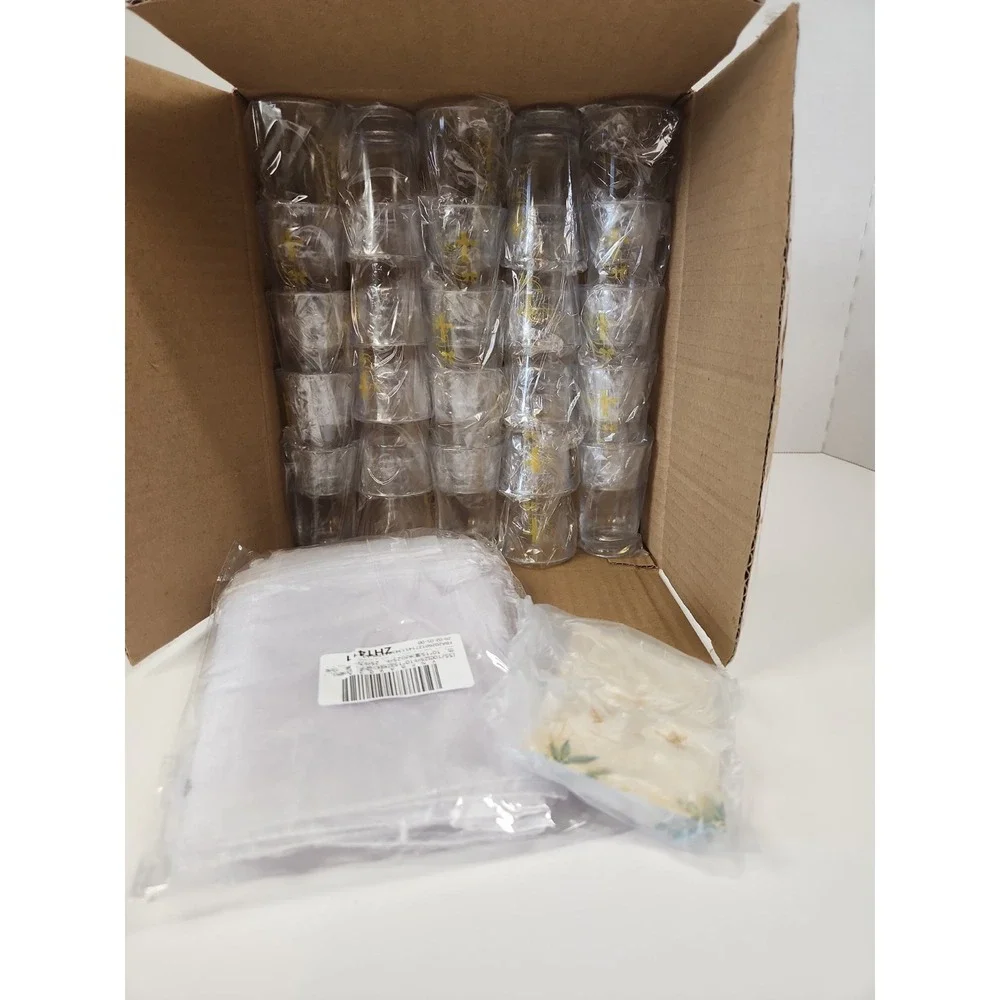 25 Piece Set Mi Bautizo Baptism Favors Cups Cards Organza Bags Recuerdos DIY